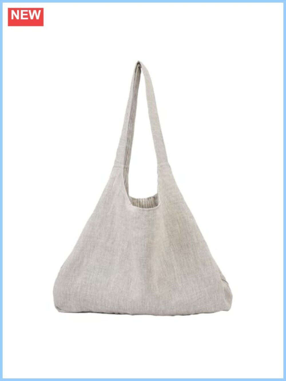 100% Linen Woven Tote Bag Large Beach Casual Handbag Patch Pocket